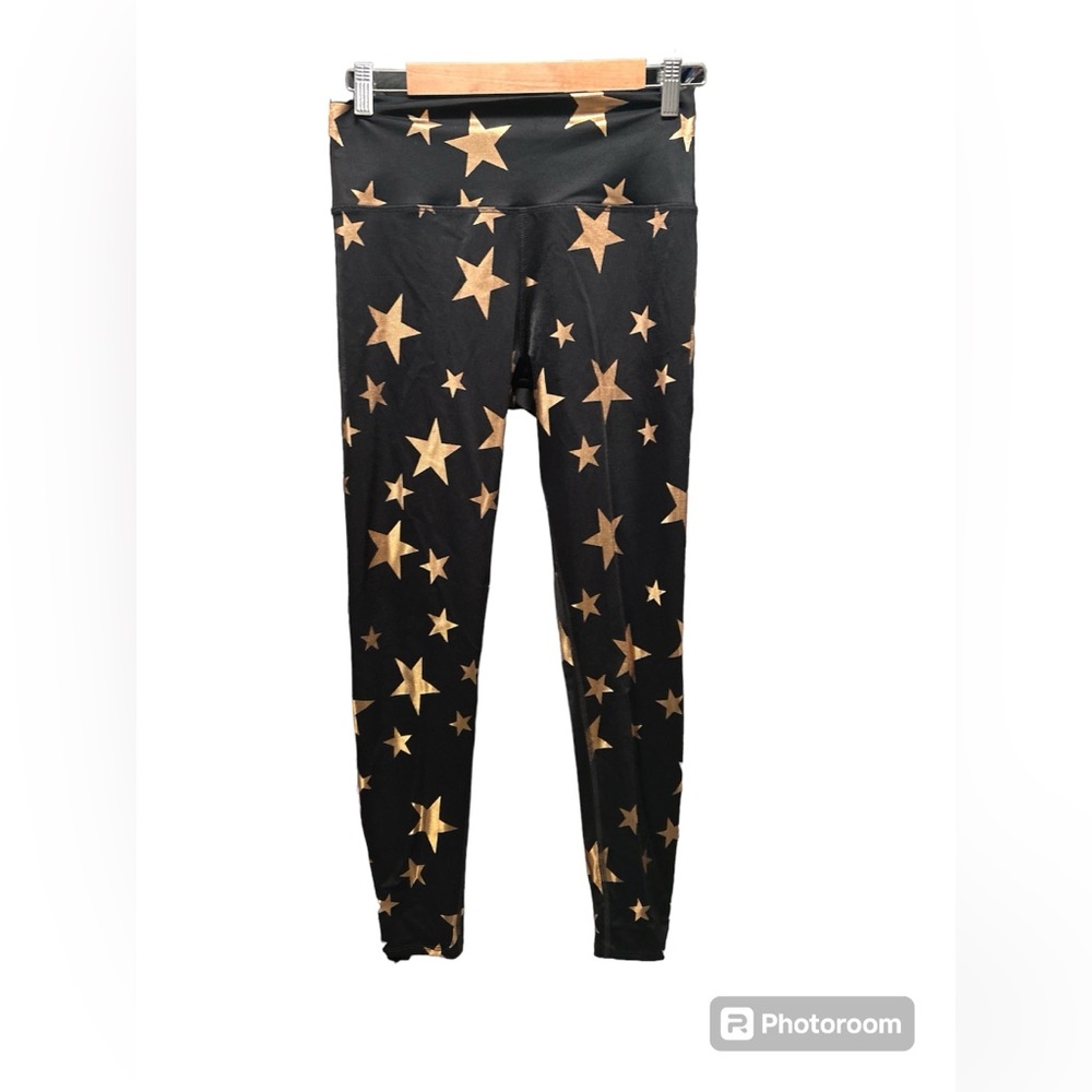 PixieLane Women’s black and gold star leggings size XL
